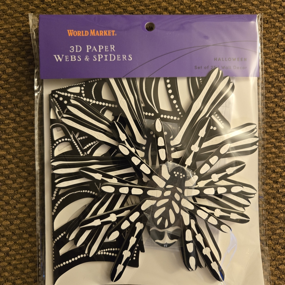 3D Paper Webs & Spiders Halloween Decor
